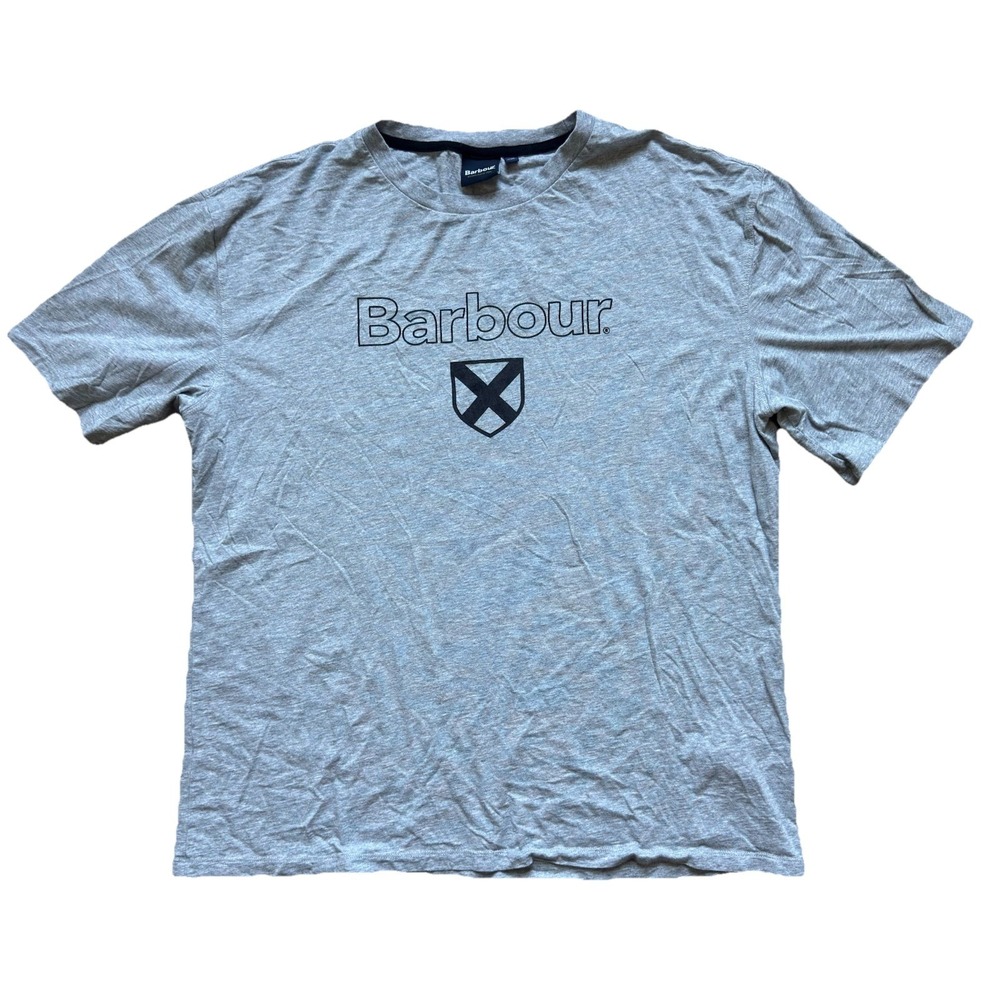 Barbour Chest Logo Graphic T Shirt Mens 2XL Heather Gray Lightweight Summer Tee